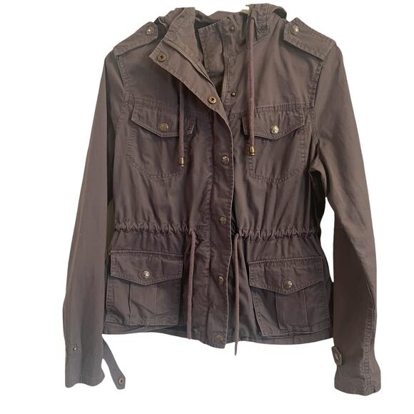 Women's Gray Hooded Utility Jacket Small Bella Jacket - Picture 7 of 11